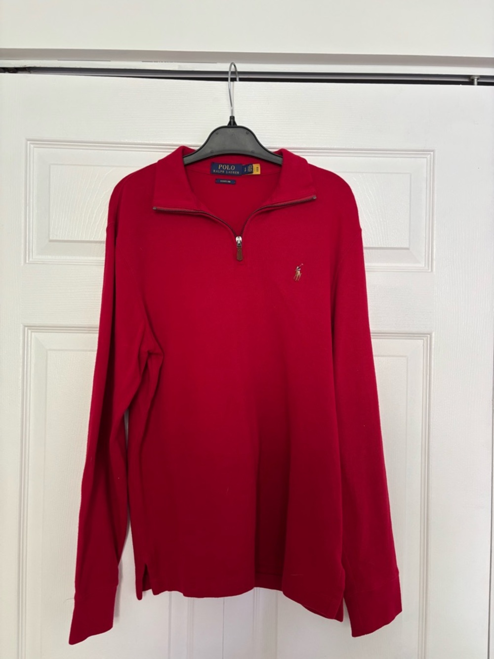 Ralph Lauren Men's Red Half-Zip Polo Sweater
